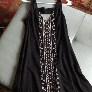 Black Embroidered Front Shift Dress